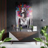 Woman Brushed Aluminum Dibond Wall Art.